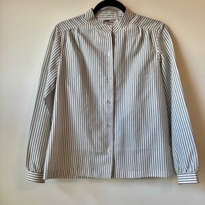 Side Stitch Women's Black and White Striped Blouse